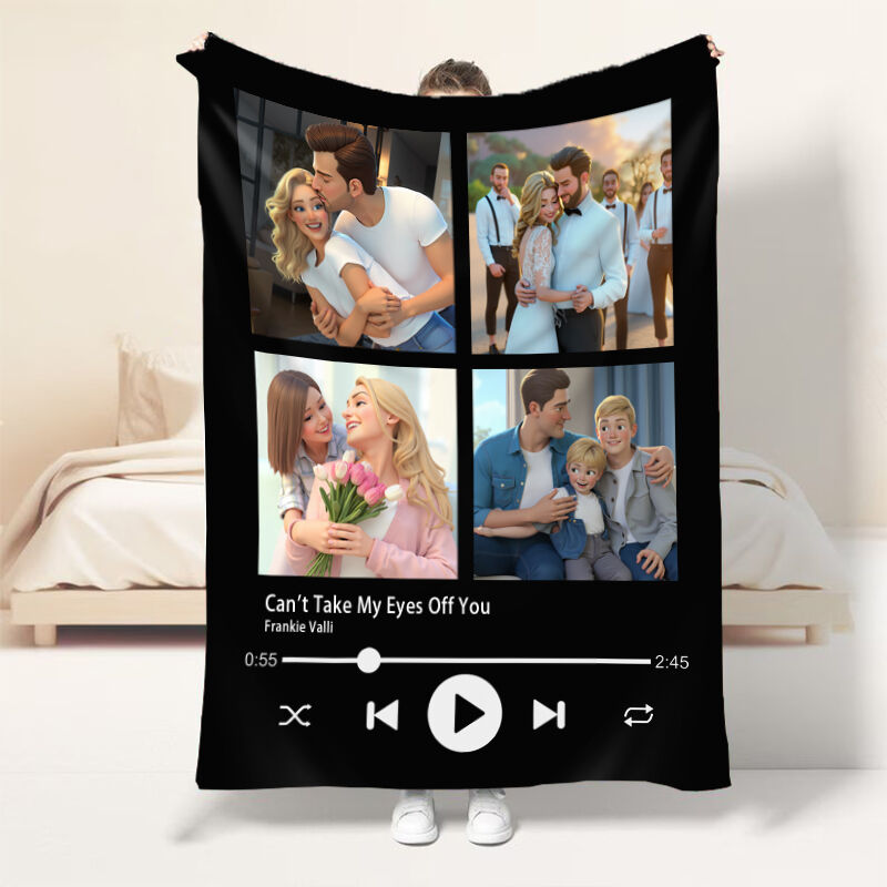 Personalized Picture Blanket Cartoon Style Design Lovely Gift for Family