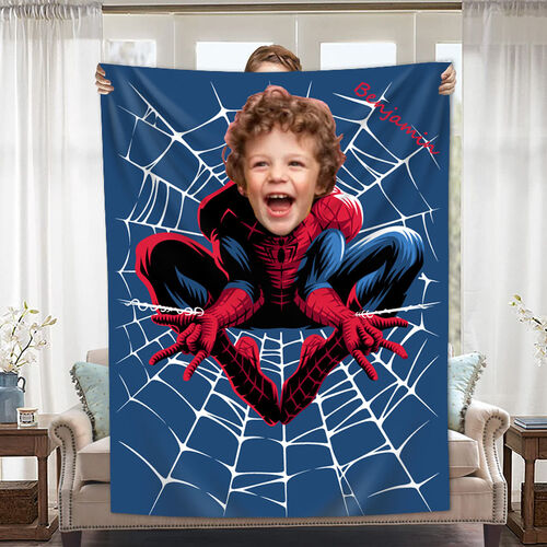 Personalized Custom Photo Blanket Film And Television Characters Image Spider Web Background Flannel Blanket
