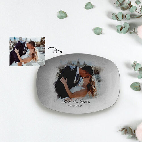 Custom Name and Picture Plate Precious Gift for Couples