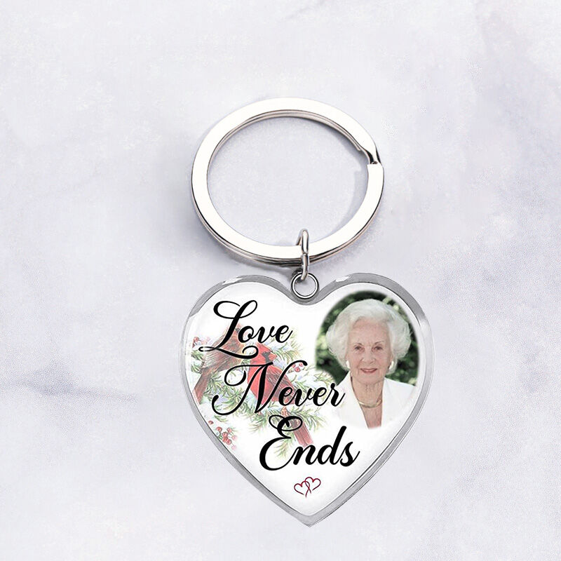 "Love Never Ends" Custom Photo Keychain