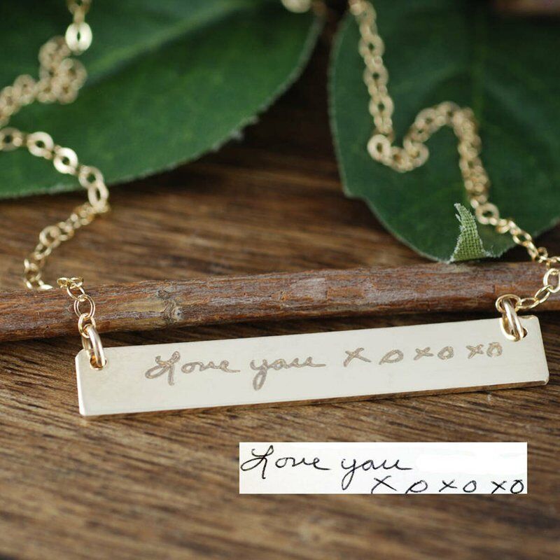 Personalized Bar Handwriting Necklace