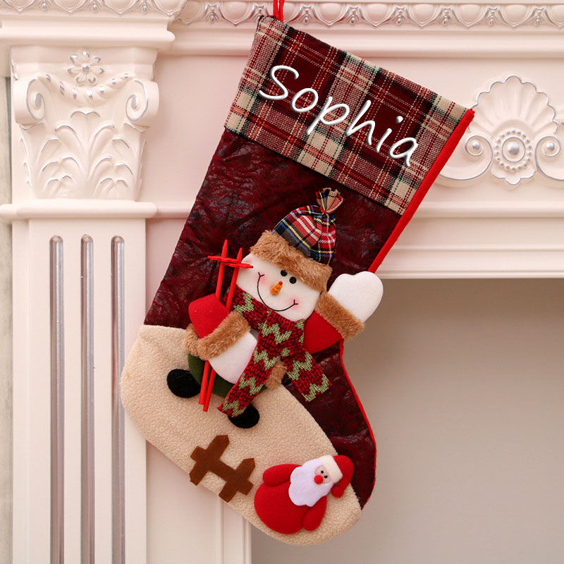 Calcetines de navidad personalizados con muñecos de nieve y nombres regalo para novia