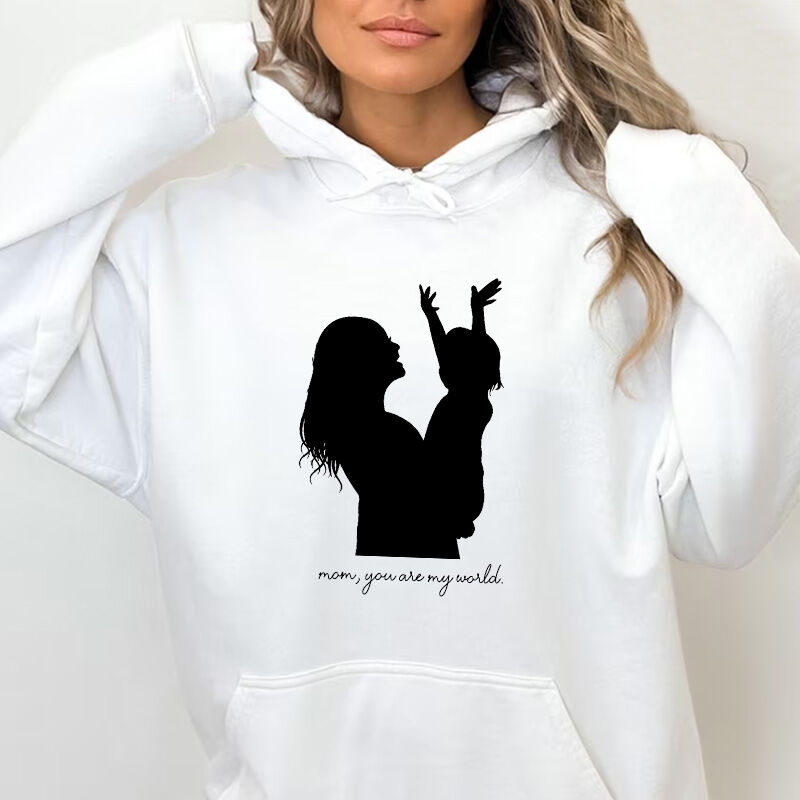 Personalized Hoodie In Mom's Arms with Custom Message for Mother's Day