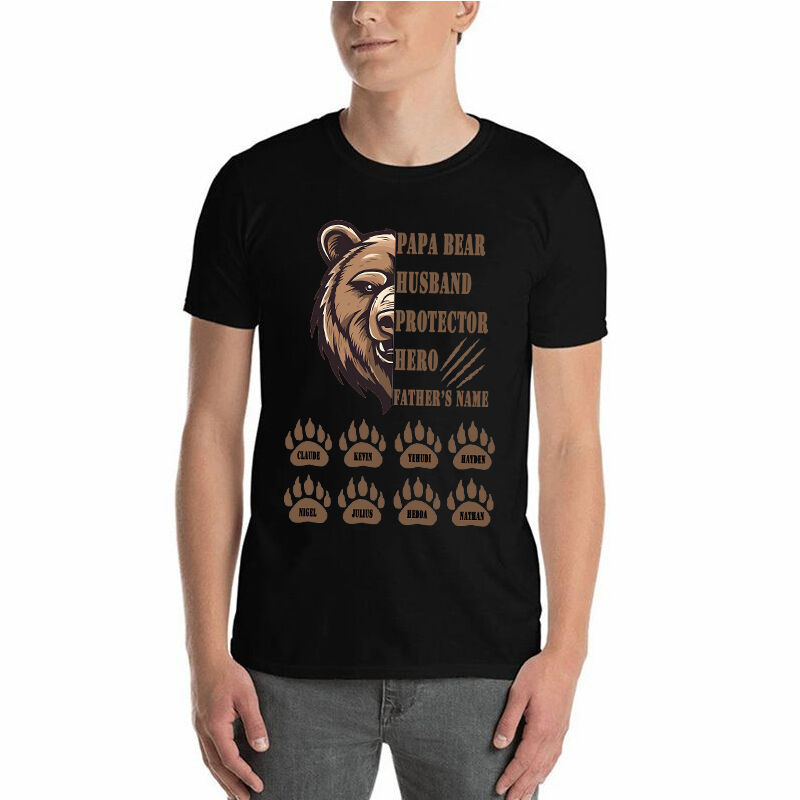 T-shirt personalizzata Papà orso con impronta di zampa Nome personalizzato per il super papà