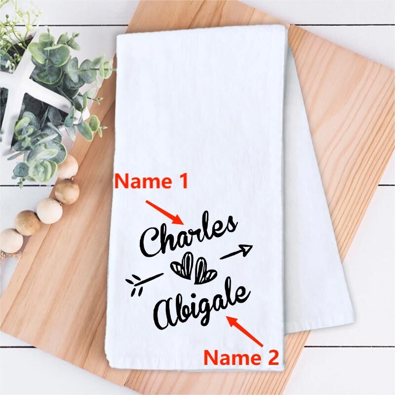 Personalized Towel with Custom Couple Name Heart Arrow Decoration Memorable Wedding Present