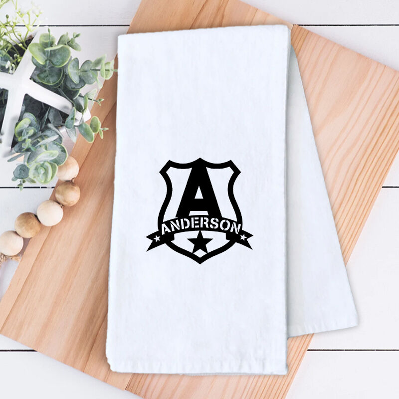Personalized Towel with Custom Letter and Name Cool Emblem Design Present for Him