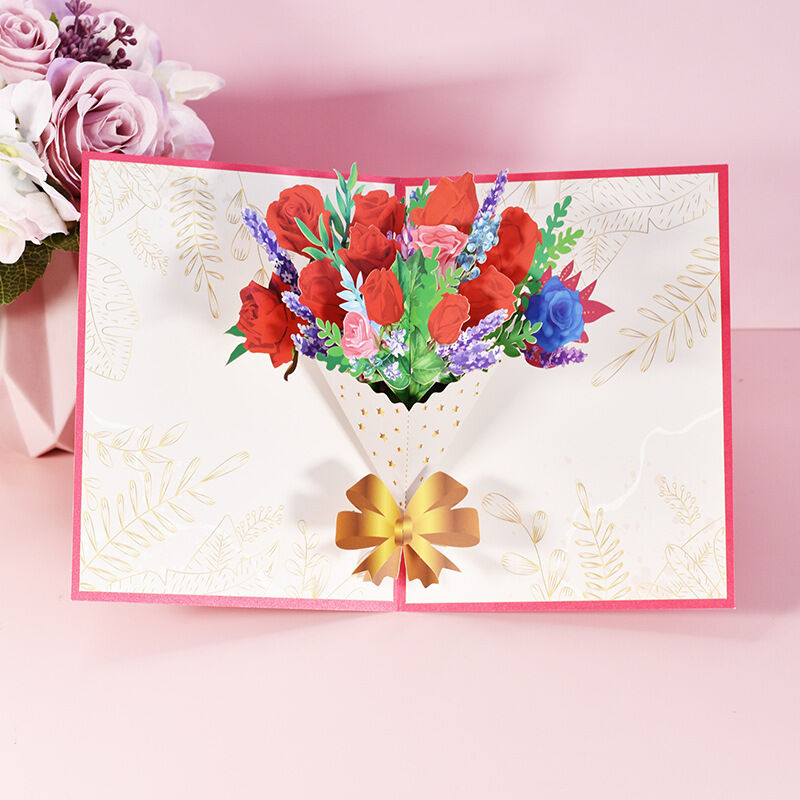 3D Rose Bouquet Pop Up Card Beautiful Flower Design Gift for Her