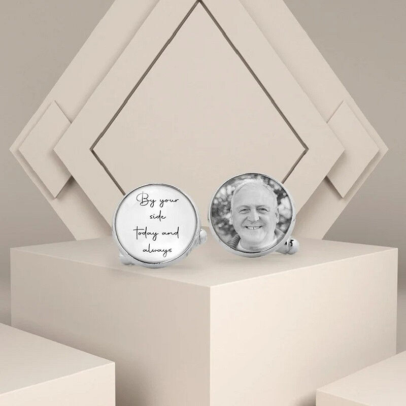 Personalized Custom Cufflink By Your Side Today and Always Photo Design Memorial Gift for Him