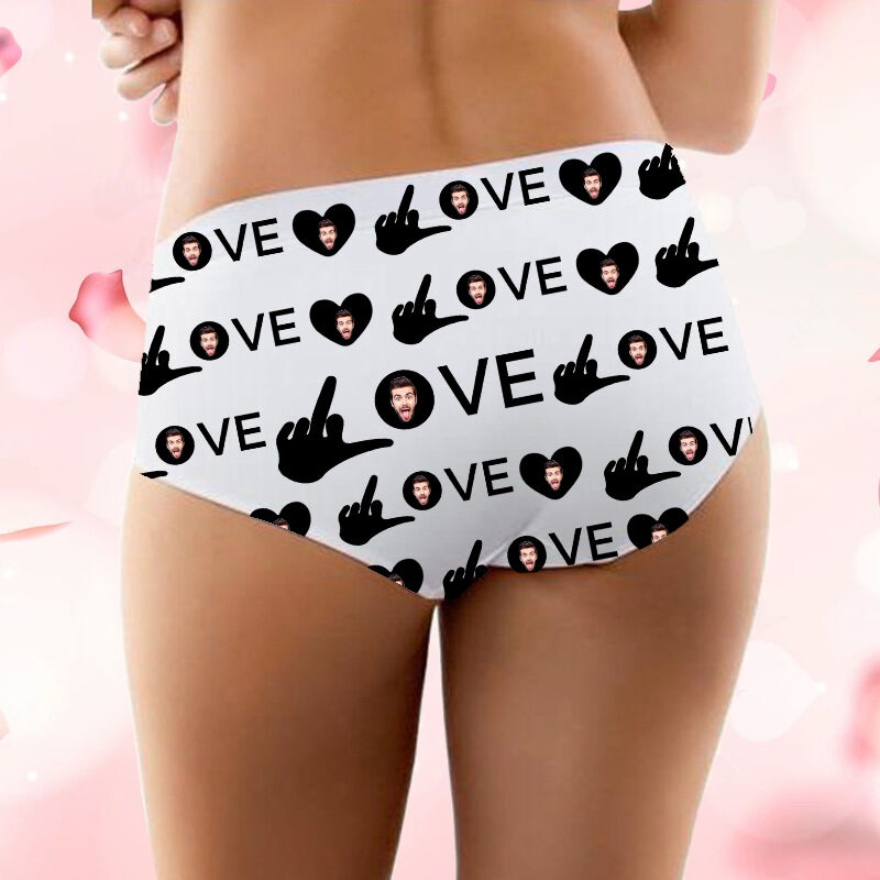 Personalized Picture Women's Underwear "Love" Words Design Sweet Valentine's Day Gift