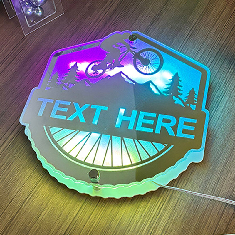 Personalized mirror light with bike pattern cool gift for bike lovers