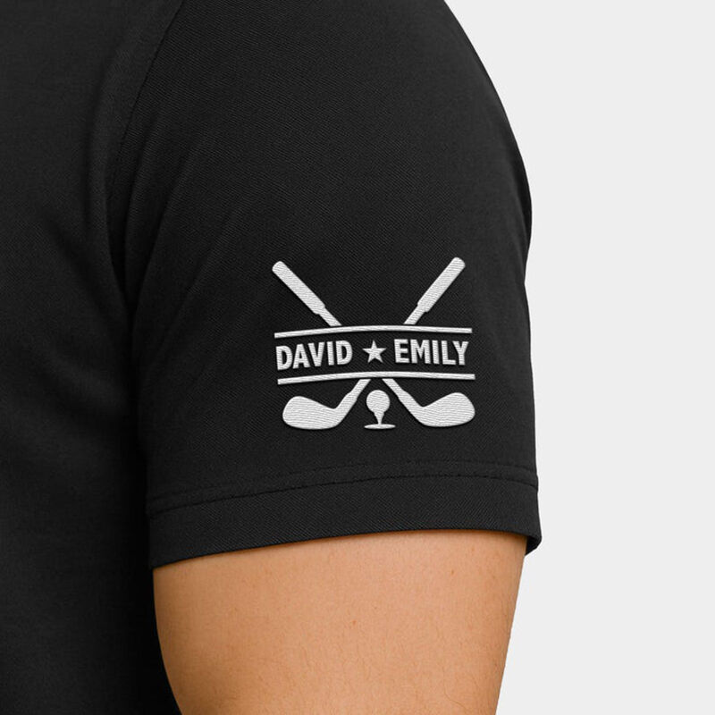Personalized Name Embroidered Polo Shirt with Golf Bag Pattern Creative Gift for Father