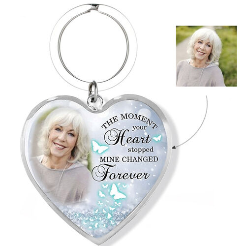 "The Moment Your Heart Stopped" Custom Photo Keychain