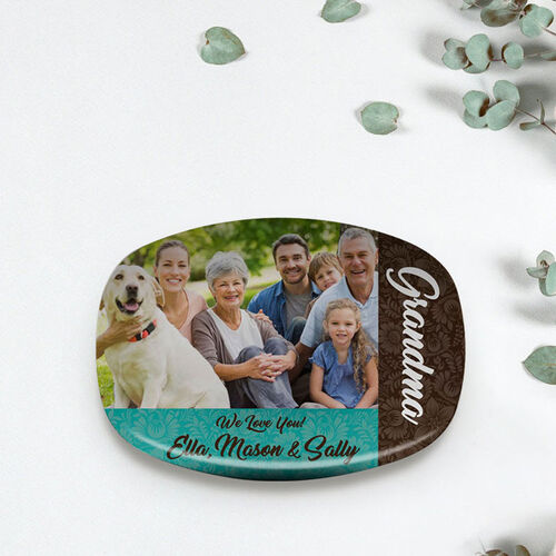 Custom Name and Photo Plate Perfect Present for Grandmother "We Love You"