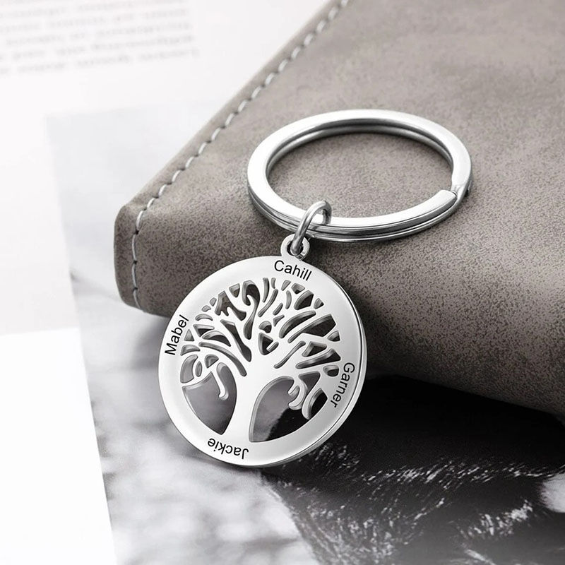 Personalized Tree of Life Stainless Steel Quality Keychain