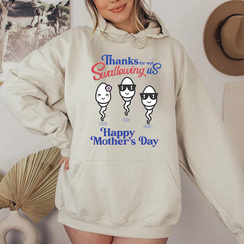 Personalized Hoodie with Custom Name and Cute Pattern for Mother's Day Gift