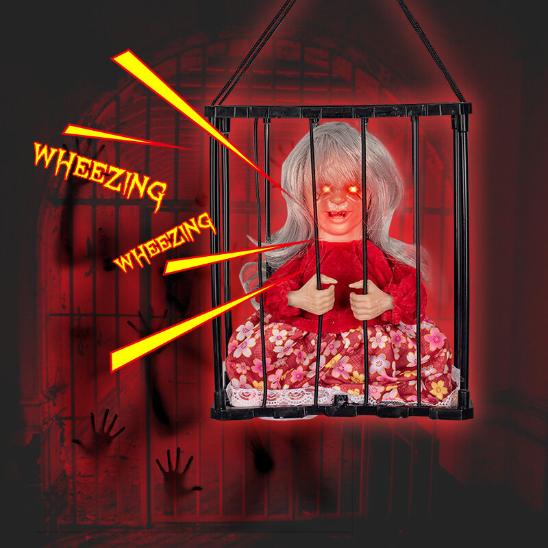 Screaming Luminous Cage Ghost Horror Themed Halloween Decoration