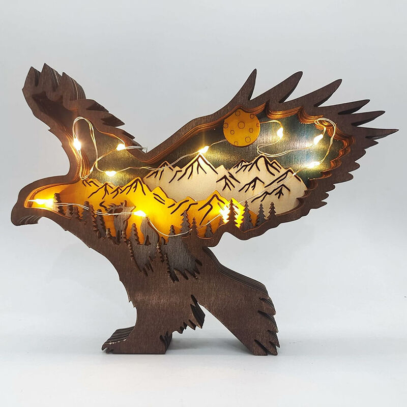 Eagle 3D Wood Carving Decorative Light Best Gift for Dad