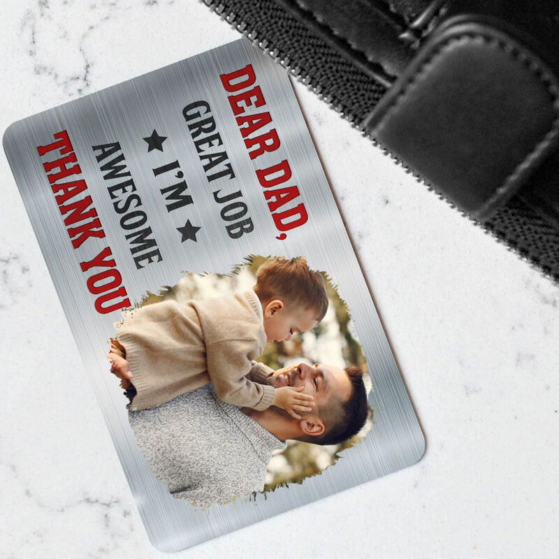 ”Dear Dad“Personalized Aluminum Wallet Card Custom Photo For Father's Day