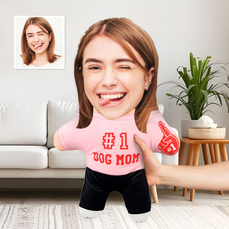 Custom Face Pillow "#1 Dog Mom" Face Pillow for Pet Lovers
