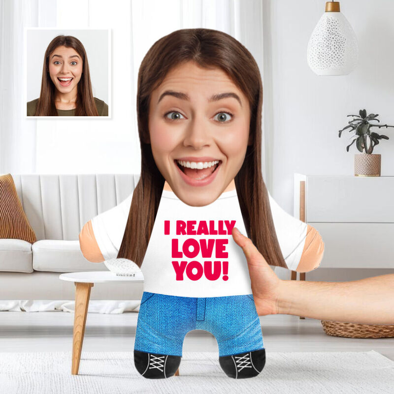 Coussin personnalisé "Je t'aime vraiment". Coussin photo Cadeau de Saint-Valentin pour lui