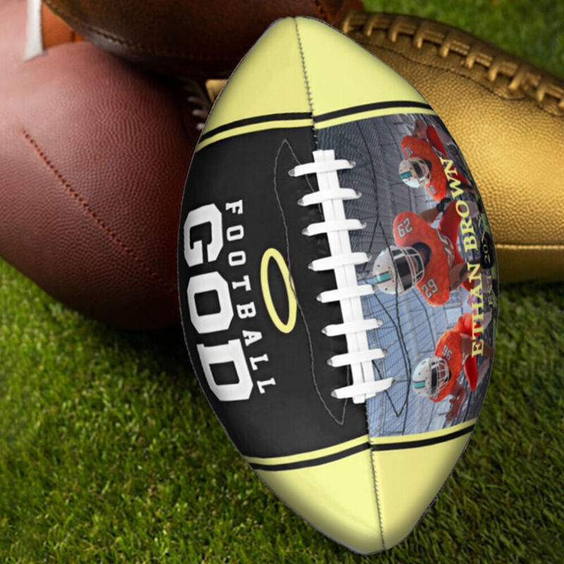 Ballon de football jaune personnalisé « Dieu du football » avec photos, cadeau pour entraîneur
