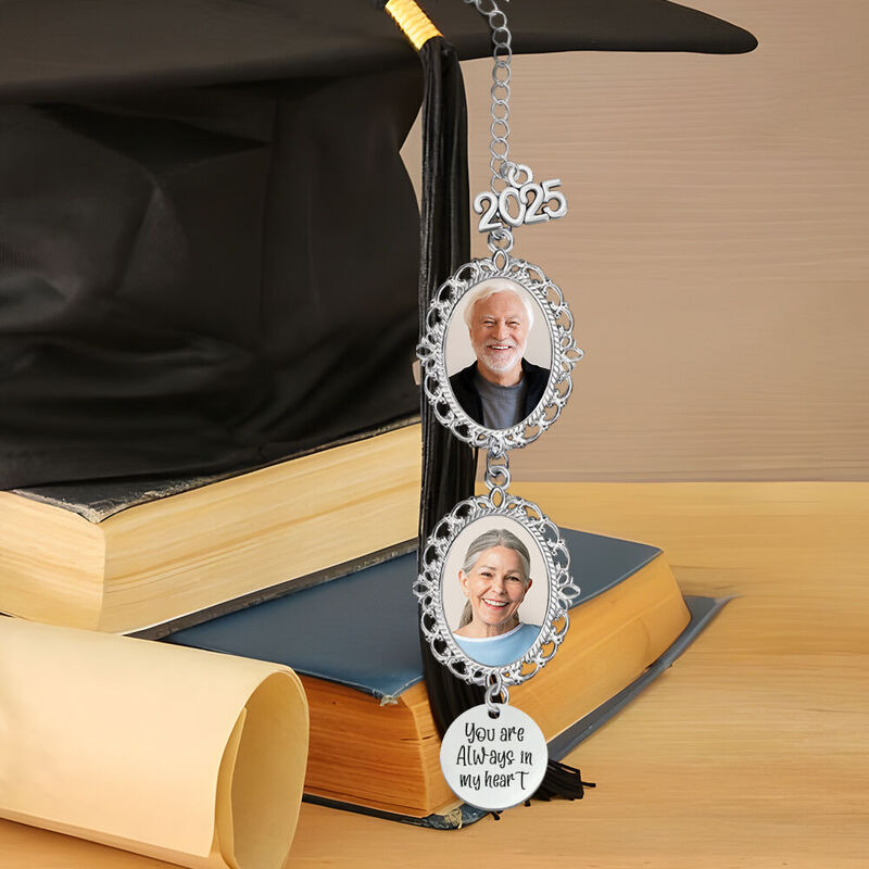 Aangepaste sjaal kwast Tekst 2025 Hanger met engelenvleugel Voeg foto toe Herdenkingscadeau voor diploma