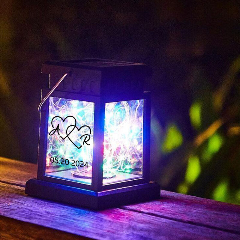 Personalized Solar Candle Light Retro Palace Garden Lantern Anniversary Gift for Couples