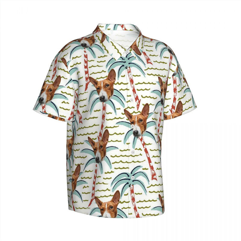 Personalized Hawaiian Shirt Cartoon Coconut Tree Custom Pet Photo Gift for Pet Owners