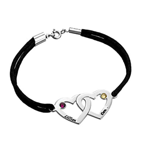 Paar Herzen Armband mit Geburtssteinen