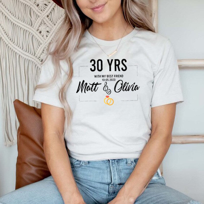 Personalized T-shirt with Custom Name and Date Unique Anniversary Design for Best Wife