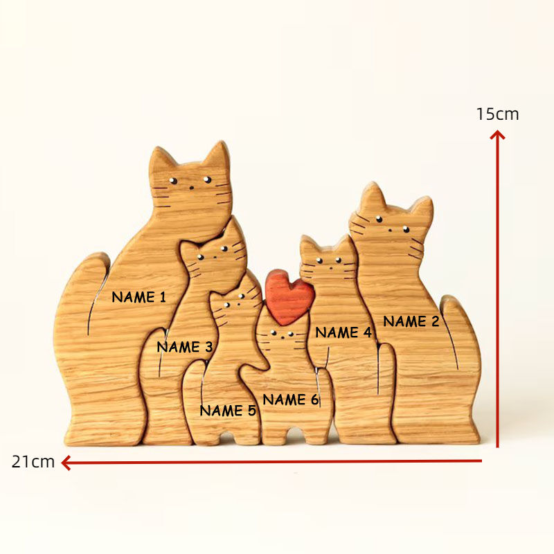 Personalized Names Warm Cat Family Puzzle Christmas Gift