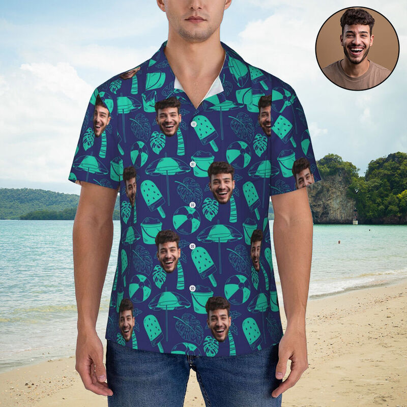 Camisas Hawaianas Personalizadas con Elementos de Playa para Hombre