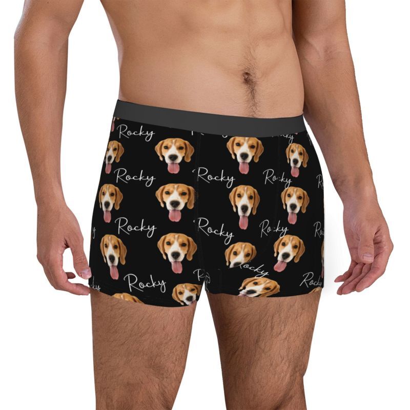 Personalisierte Bild-Männer-Unterwäsche Boxer Shorts mit kundenspezifischem Namen Einfaches Geschenk für Tierliebhaber