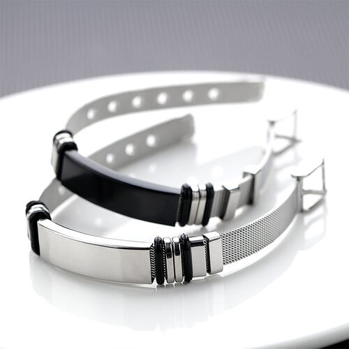 Edelstahl Partnerarmband mit Gravur Poliert Panzerkette Pärchen Armreifen
