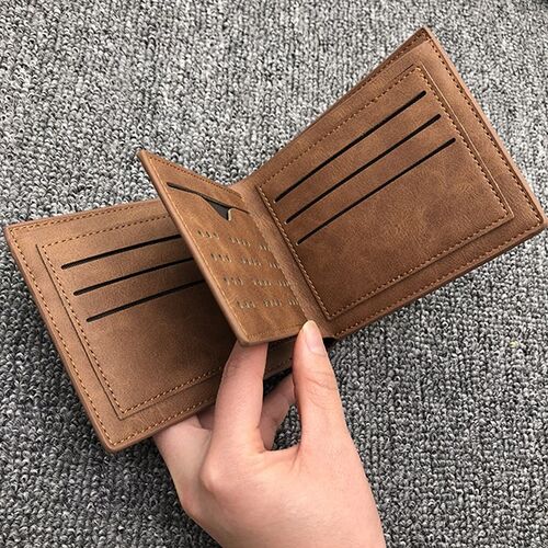 Double Sided Vintage Photo Soft Leather Mens Trifold Wallet