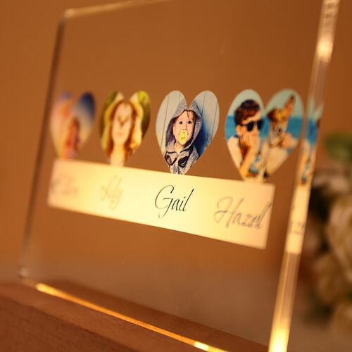 Lampe en acrylique personnalisée avec photo d'amour - pour la famille