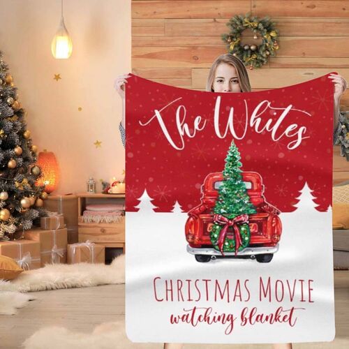 Personalized Truck Christmas Tree Name Blanket