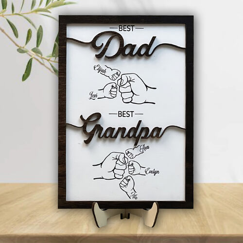 Personalized Name Puzzle Frame Best Dad and Best Grandpa Fist Bump with Custom Name for Father's Day