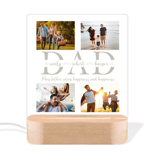 Personalized Acrylic Plaque Picture Lamp with Custom Photos and Names for Best Dad