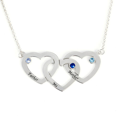 "Cuore A Cuore" Collana Personalizzata Tre Cuori Con Pietra Di Nascita