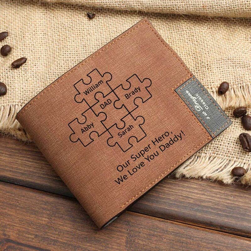 Father's Day Gifts Custom Name Puzzle Wallet-For Papa