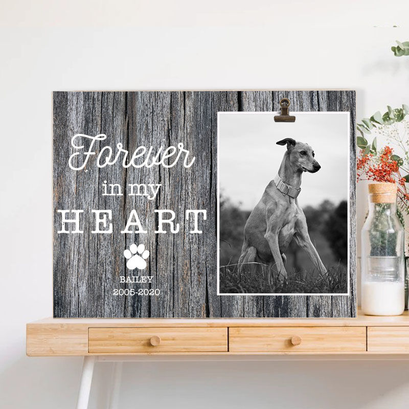 Personalized Pet Picture Frame Memorial Gift for  Dog "Forever in My Heart"