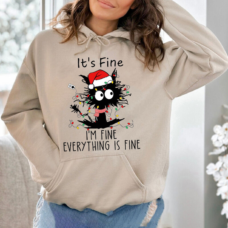 Funny Hoodie with Strange Pattern Cool Present for Christmas "It's Fine"