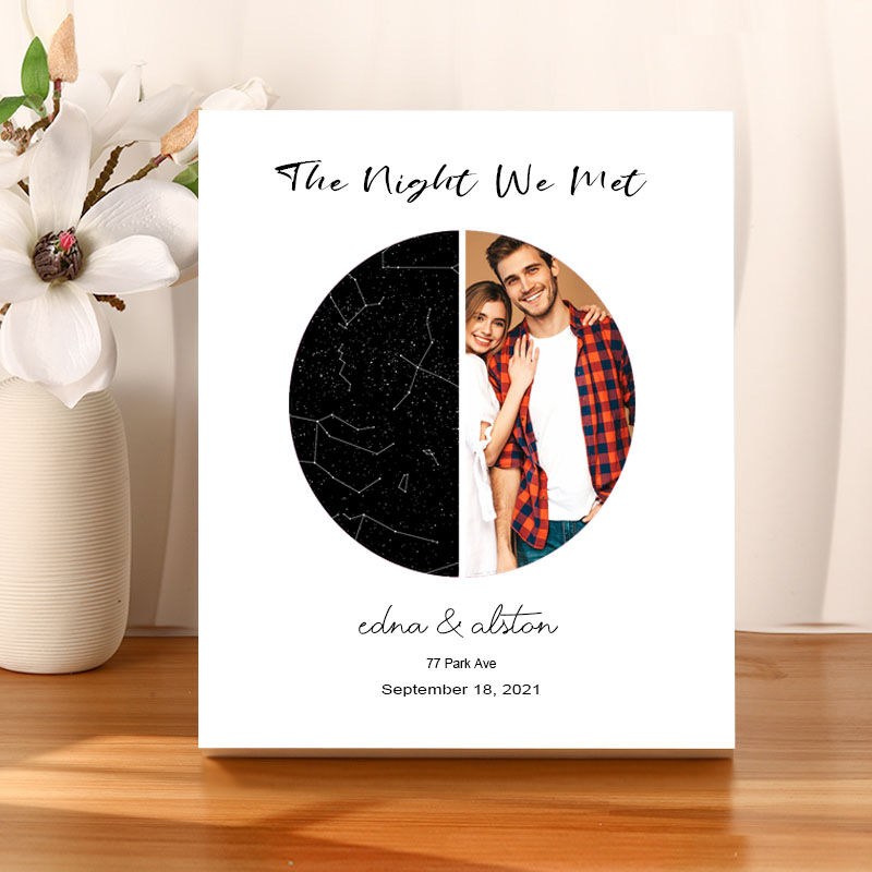 Personalized Star Map Photo Borderless Frame Creative Gift for Sweet Lovers