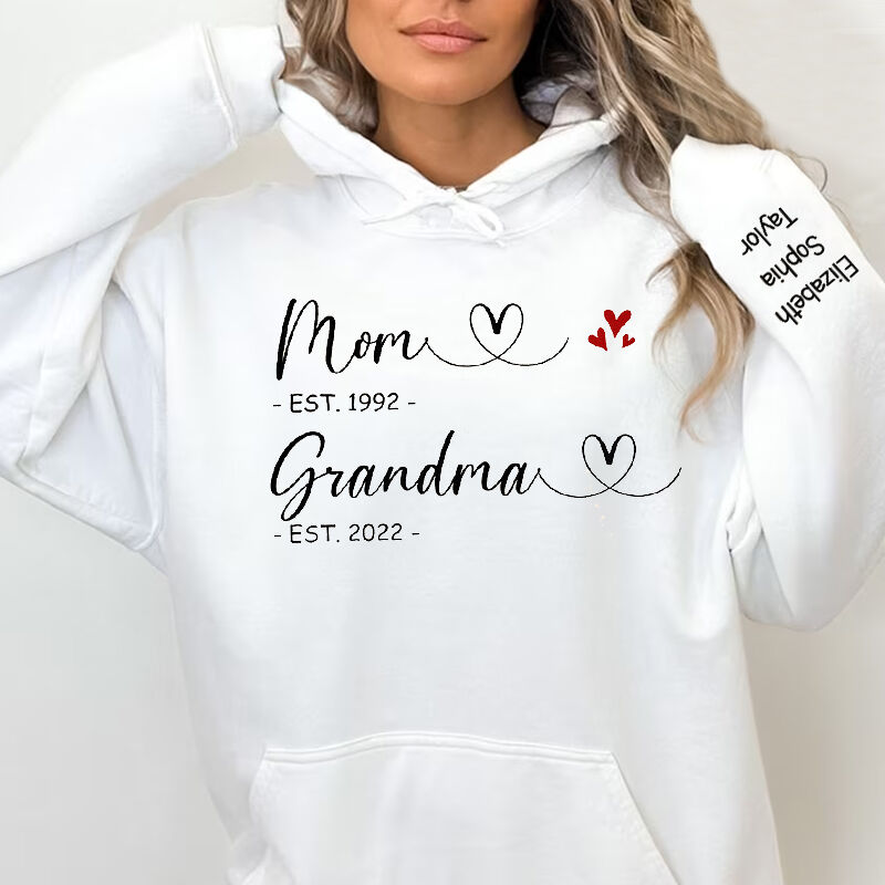 Personalized Hoodie Time To Be Mom and Grandma with Custom Names Great Gift for Mother's Day