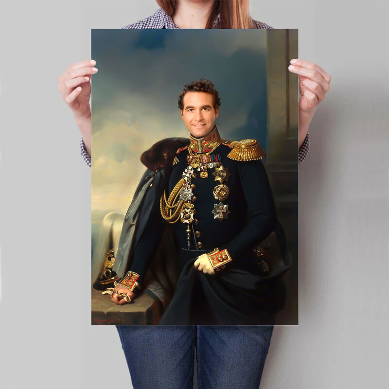"The General" Personalized Portrait Vintage Royal Portrait Add Head Photo