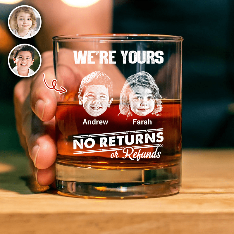 Personalized Whiskey Glass Custom Kid Photo No Returns Or Refunds Creative Father's Day Gift