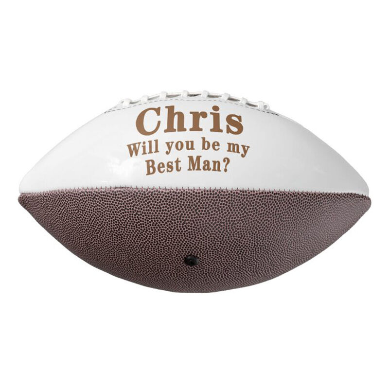 Ballon de rugby personnalisé avec nom et texte en cadeau pour le meilleur homme du mariage