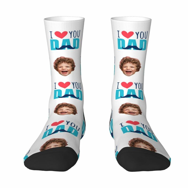 "I LOVE DADDY" Customized Face Socks Mid-calf Socks Father's Day Gift