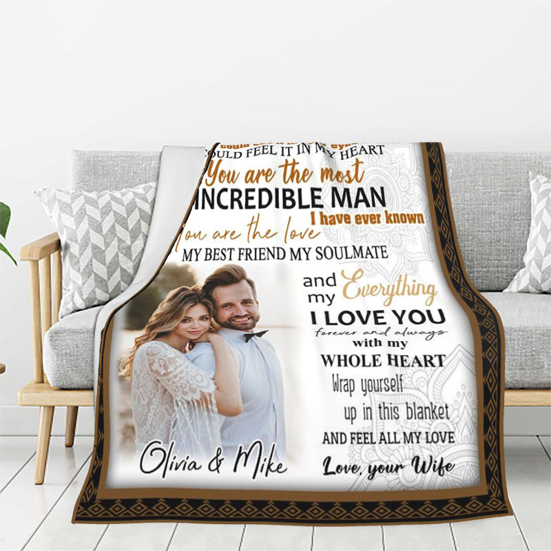 Personalized Picture Blanket Cool Gift for Husband "You Are The Love"